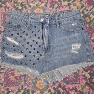 BDG Blue Studded Jean Shorts
